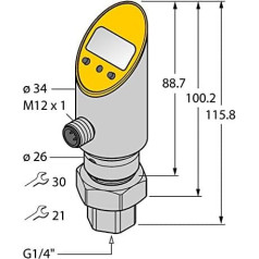 6832807-PS025V-501-LI2UPN8X-H1141,Drucksensor (verdrehbar) pnp/npn