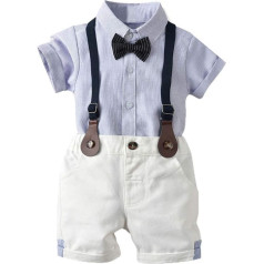 Riou Bekleidungsset Kleinkind Kinder Baby Jungen Kinderanzug Babykleidung Junge Gentleman Anzüge Hochzeit Hemd+Shorts+Bogen Dreiteiligen 0-4 Jahre