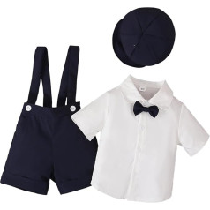 GUSUTZX Boys Summer Mens Suit, īsām piedurknēm krekls ar loku +, šorti + cepure, trīs gabalu Kids Suit Newborn Soft Warm Baby Set Kids