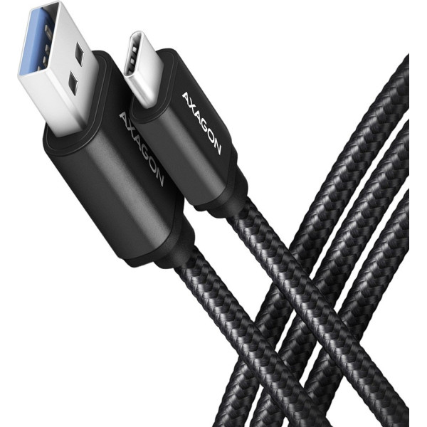 Axagon Bucm3-am20ab kabelis usb-c - usb-a 3.2 gen 1, 2m, 3a, alu, pīts, melns