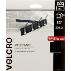 VELCRO Brand Extreme Outdoor Heavy Duty Tape | 3 м x 2,5 см | Hält 6,8 кг | Schwarz mit Kleber | Starke wetterfeste Haftkraft - 91843