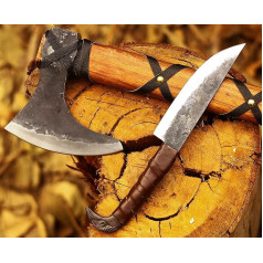 CraftTal Кованый топор викингов Nordic Camping Survival Axe Hunting Camping Outdoor Hatchet Rosewood Handle