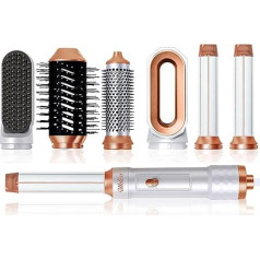 Frizūru komplekts 6 in 1, UKLISS 2024 Neuer Air Styler mit Haartrockner, Links/Rechts Lockenstab, Warmluftbürste, Massage Heißluftbürste, Haarglätter Bürste, Rundbürstenföhn für Alle Haartypen