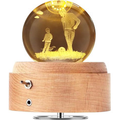 BIAOQINBO Музыкальная шкатулка с хрустальным шаром, вращающаяся на 360° деревянная музыкальная шкатулка со светом, функция проекции с подсветко