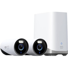 eufy Security eufyCam E330 (Professional) 2 ārtelpas novērošanas kameru komplekts, 4K, 24/7 ierakstīšana, barošanas avots, Wi-Fi NVR, paplašināms līdz 10 kamerām, vietējā krātuve, bezmaksas lietošana