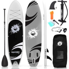 SereneLife Unisex Adult SLSUPB06 Free Flow Paddleboard SUP airēšanas dēlis uz ūdens (10 ft.), melns un pelēks, viens izmērs