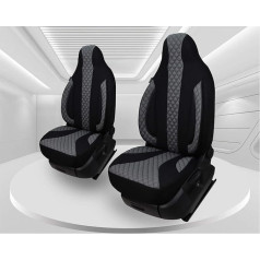 BREMER SITZBEZÜGE Measure Pilot auto sēdekļu pārvalki saderīgi ar Ford Transit 7 Driver & Passenger no 2014 / Auto sēdekļu pārvalku komplekts Auto sēdekļu pārvalki Pack of 2 in Black/Grey