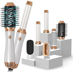 Haarstyler 6 in 1 Hair Styler set mit 1000W Haartrockner, Rundbürste, Warmluftbürste, Föhnbürste, Automatischem Lockenwickler, Glättbürste, Airstyler für Alle Haartypen, Trocknen, Glätten, Locken