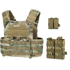 OneTigris Doom Plate Carrier Taktinė liemenė su 2 M4 AR AK Double Mag Pouch, Airsoft krūtinės apsauga Paintball Policijos Airsoft