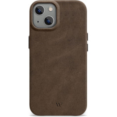 WIIUKA Case for iPhone 15, leather from Germany, leather extra thin, premium mobile phone case, case, Qi, vintage brown