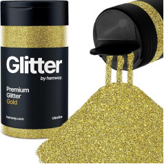 Hemway Gold Glitter Ultrafine 130 g / 4,6 oz Pulveris Metāliskā sveķu pulveris amatniecības spīdumi spīdumu pārslas Sequins epoksīdsveķu tumbas, matu sejas ķermeņa acu nagu mākslas festivāls, DIY partiju rotājumi krāsas