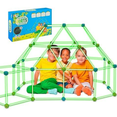 Joya Creative Fort-Bausatz, der im Dunkeln leuchtet | 130 Teile | Bauen Sie Ihre eigene Festung | Höhlen und Zelt bauen Set für Kinder | Festungsbausatz | Steckstababbaukasten | Konstruktionsspielzeug