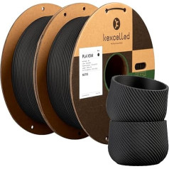 Matēts PLA 2,85 mm filaments, 3D printeru filaments +/- 0,03 mm, 2 kg spole, kartona caurulīte, PLA komplekts, bez spīduma, matēta tekstūra, 2 gabali, melns