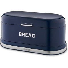 Tower T826170MNB Belle Midnight Blue Steel Bread Bin with Embossed Chrome Lettering