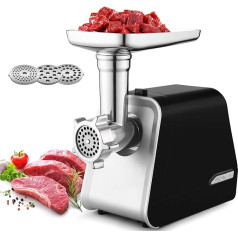 Coocheer Electric Meat Grinder & Sausage Maker, 3-in-1 Multi-Purpose Meat Mincer / Sausage Filler with 3 Stainless Steel Grinding Plates and Sausage Filling Tubes, for Home Use