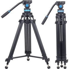 SIRUI Video Tripod SH15, Aluminium Travel Video Tripod with 360° Fluid Head, 155 cm, Max Load 10 kg Payload, Travel Tripod Camera Tripod for DSLR, Camcorder, Camera, Video Camera