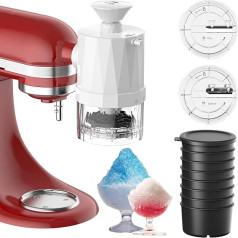 TPGSING Ledus skūšanas aparāta piederumi KitchenAid mikserim, viegli saliekams ledus skūšanas aparāts ar 8 ledus veidnēm, ledus putukrējuma veidotājs KitchenAid piederumiem ar maināmiem rupjiem un smalkiem asmeņiem