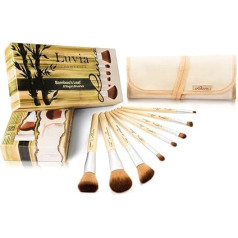 Luvia Bamboo's Leaf Brush Set Bamboo Komplektā ietilpst 8 otiņas un praktiska lina uzglabāšanas soma - Vegan kosmētikas otiņa / grima birste