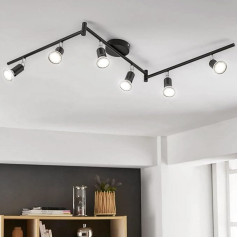 Bojim Griestu prožektors ar GU10 6x 6 W spuldzēm, sudraba griestu gaisma, LED, 6 spuldzes, regulējams prožektors bāriem, viesistabām, virtuvēm, moderns griestu apgaismojums, metāls, 600 LM, 82 Ra, IP20