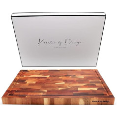 KREATIV BY DESIGN Premium Large Acacia Wood Chopping Board with Juice Groove | Chopping Board | Charcuterie Board | Charcuterie Board | Cheese Board | Serving Board