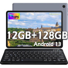 XUEMI planšetdators 10 Zoll 12GB RAM+128GB ROM(1TB TF), Octa-Core, WiFi Tablet Android 13, 6000mAh akumulators, Dual-Kamera 5+8MP, Widevine L1/3.5mm Klinke/Google Play/Typ-C/BT 5.0 Tablet PC (Grau)