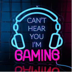 YuanDian Gaming Headset neon schild, kann dich nicht hören, ich bin Gaming LED leuchtschild für Spielzimmer Wanddekoration für Jungen Männer Teenager Gamer