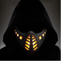 Zhongren Cosplay LED maska Punk Half Face Masks Demon Cyberpunk Lights Up for Halloween Party Costume CS Airsoft Tactical Āra spēles