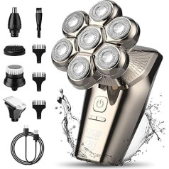 Bald Razor, Electric 5-in-1 Head Shaver for Bald, Waterproof, Rechargeable Head Shaver, Electric Shaver, Beard, Nose Hair Trimmer, Face Brush, Care Kit