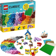 LEGO 11717 Classic īpaši liela akmens kaste ar konstruktoru plāksnēm Radošā un konstruēšanas rotaļlieta no 4 gadiem ar riteņiem, logiem, durvīm un 4 pamatnes plāksnēm