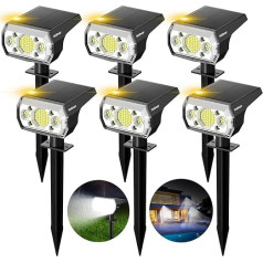 WeBeqer 64 LED leistungsstarke Solar-Gartenstrahler, hohe Helligkeit, Außen-Solarleuchten, 3 Helligkeitsstufen, IP67 wasserdichte Solar-Gartenlampen, für Innenhof, Auffahrt, Pool, Bäume