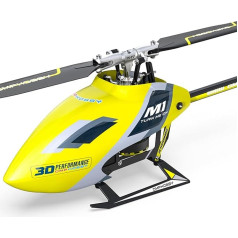 OMPHOBBY M1 EVO RC sraigtasparnis Du bešepetėliniai varikliai Tiesioginė pavara 3D Mini RC sraigtasparnis suaugusiems, skrydžio nuotoliniu būdu valdomas lėktuvas su 6 kanalų sraigtasparniu BNF Yellow (Futaba S-FHSS protokolas)