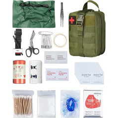 KOSIBATE IFAK Trauma First Aid Kit Molle Medical Bag Survival Emergency Equipment for Car, Home, Travel, Hiking (Green)