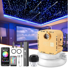 SUNKENET 32 W Meteor Twinkle Starry Sky Car, 1000 gab. x 0,75 mm x 4 m Starry Sky Fibre Optic ar šaušanas zvaigžņu gaismas komplektu, RGBW Bluetooth lietotne/ tālvadības pults, LED optisko šķiedru gaisma automašīnai/stāvoklim