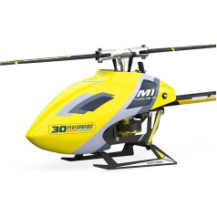 OMPHOBBY M1 EVO RC helikopters Dual Brushless Motors Direct Drive 3D Mini RC helikopters pieaugušajiem, lidojuma tālvadības lidmašīna ar 6 kanālu helikopteru BNF Yellow (Futaba S-FHSS protokols)