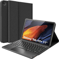 CHESONA Samsung Tablet A9 Plus Hülle mit Tastatur, Abnehmbare Magnetische Tastatur mit Smart Touchpad für Galaxy Tab A9+/A9 Plus 11 Zoll 2023, 2 BT Kanäles, Deutsches QWERTZ-Layout, Schwarz