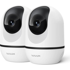 WUUK Pārraides kamera iekšpusē 4MP, WLAN IP Haustier Kamera Überwachung Innen mit APP, 360° Auto-Tracking Babyphone mit Kamera, Unterstützt Alexa/Google Home/2.4Ghz WiFi,2 Way Talk(2 Pack)