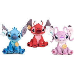 Disney Lilo & Stitch Cuddly Toy Pack of 3 Stitch Angel Leroy Plīša rotaļlieta 20 cm Original Licencēts Pelnrušķis Plīša rotaļlieta