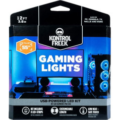 KontrolFreek spēļu gaismas: LED lentes gaismas: USB lukturi ar kontrolieri 3M līmi TV konsolei, datora sienai (12 pēdas)