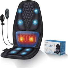 Rückenmassage-Stuhlpolster, 3D Lendenwirbelstütze Elektrisches Rückenmassagegerät zur Linderung von Rückenschmerzen, Massage-Sitzkissen mit 3 Vibrationsintensitäten & 2 Stufen Wärme