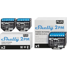 Shelly Plus 2PM Smart Home Double Relay Switch (Pack of 2) & Plus 2PM Smart Home Double Relay Switch, цифровое управление через бесплатное приложение и WiFi, черный