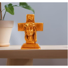 Purpledip Messing Statue Jesus Christus auf Kreuz: klein Idol f?r Auto Armaturenbrett, Tisch, Shop-Marke; Christliches Geschenk (11153)