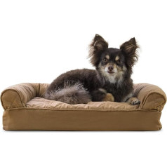 Furhaven Haustierbett für Hunde und Katzen, orthopädisches Sofa, Wohnzimmer, Couch für Hunde und Katzen, erhältlich Designs, Memory-Foam, Small (Memory Foam), Toasted Brown