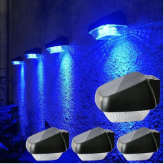 Lacasa Saules sienu gaismas āra Pack of 4 Blue Light Saules gaismas āra dārza LED saules gaismas Saules žogu gaismas ar ieslēgšanas/izslēgšanas slēdzi žogam terases apgaismojums visu nakti IP65 ūdensizturīgs