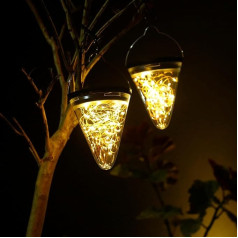 DAWALIGHT Solarlampen für Außen 2 Stück mit LED Lichterkette 3000K 3 Modi Solar Gartenleuchten Hängend IP55 Wasserdicht solar laterne für Draußen Garten für Draußen Garten Balkon Deko Baum Camping