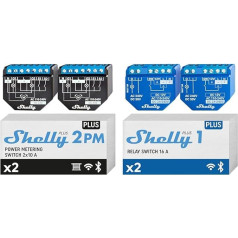 Shelly Plus 2 PM Pack of 2 & Plus 1 | WiFi & Bluetooth Smart Relay Switch | Mājas automatizācija