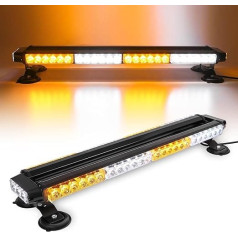 67 cm 54 LED Light Strip Strobe divpusēja mirgojoša augstas intensitātes brīdinājuma signāllampiņa ar magnētisko bāzi (dzintara/balta)