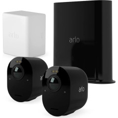 Arlo Ultra2 āra novērošanas kamera un bezmaksas papildu akumulatora komplekts, 2 kameras, melns, Arlo Secure plāna pārbaudes periods