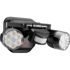 OREiN LED āra apgaismojums ar kustības sensoru, 12 W aizstāj 150 W lampu, 5000 K dienas gaisma, 1600 lm āra apgaismojums ar 2 svirām/450° regulējams, 3 režīmi, IP65 prožektors garāžai/saimniecībai, kāpnēm, priekšā