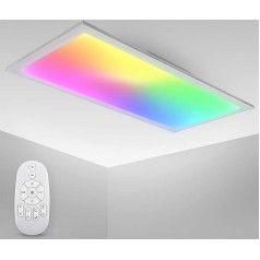 B.K.Licht LED panelis, pilnībā regulējama krāsu temperatūra, 595 x 295 x 42 mm, 7 krāsas RGB, regulējams, īpaši plakans griestu apgaismojums, tālvadības pults