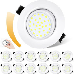 Dexnump LED iebūvēts starmešu apgaismojums, 5 W dimmējamie LED starmeši, 230 V ekvivalents 50 W, LED griestu gaisma, plakana, 25 mm dziļums, 600 LM IP44 griestu starmeši, LED vannas istabai, viesistabai,